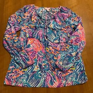 Lilly Pulitzer Women’s Ailsie Top Blouse S Flowy Resort Coastal Preppy Colorful